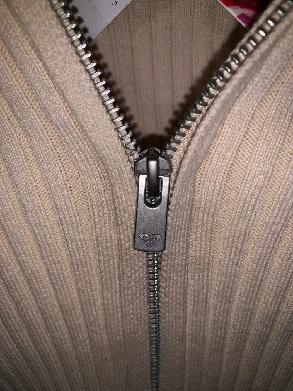 Roxy Ribbed Zip Hoodie in Cream - Picture 6 of 12